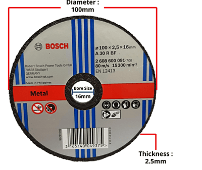 Standard for cutting disc with straight centre, 230 mm, 22,23 mm, 1,9 mm