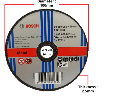 Standard for cutting disc with straight centre, 230 mm, 22,23 mm, 1,9 mm