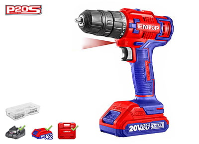 EMTOP CORDLESS DRILL 20V WITH SINGLE BATTERY
